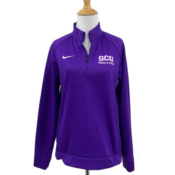 Nike Sweatshirt Womens S Small Purple Fleece Lined Quarter Zip GCU Track Field - Picture 1 of 13